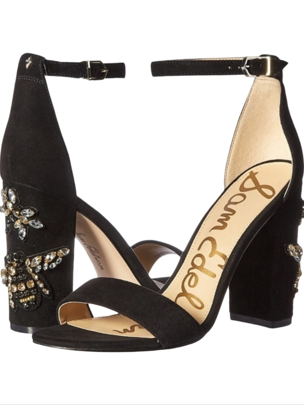 Sam Edelman Yaro Embellished Black Suede Heels Size 6.5